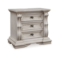Bryl Oversize Nighstand, 3 Drawers with Bronze Knobs, Antique White - BM352176