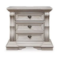 Bryl Oversize Nighstand, 3 Drawers with Bronze Knobs, Antique White - BM352176