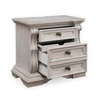 Bryl Oversize Nighstand, 3 Drawers with Bronze Knobs, Antique White - BM352176