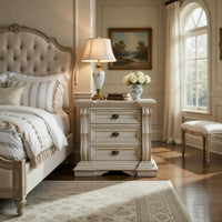Bryl Oversize Nighstand, 3 Drawers with Bronze Knobs, Antique White - BM352176