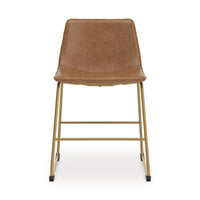 Cia Dining Side Chair Set of 2, Brown Faux Leather, Metal Frame Gold  - BM352179