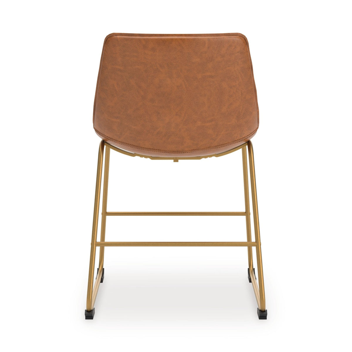 Cia Dining Side Chair Set of 2, Brown Faux Leather, Metal Frame Gold  - BM352179