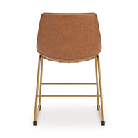 Cia Dining Side Chair Set of 2, Brown Faux Leather, Metal Frame Gold  - BM352179
