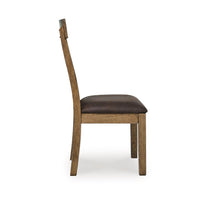 Fori Dining Side Chair Set of 2, Slatted Back, Dark Brown Faux Leather  - BM352180