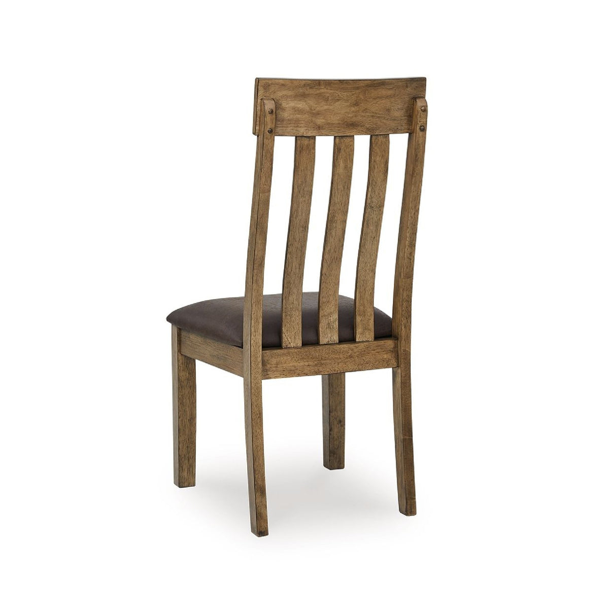 Fori Dining Side Chair Set of 2, Slatted Back, Dark Brown Faux Leather  - BM352180