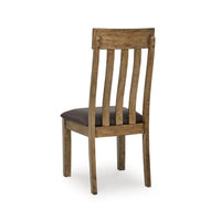 Fori Dining Side Chair Set of 2, Slatted Back, Dark Brown Faux Leather  - BM352180