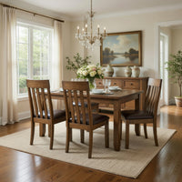 Fori Dining Side Chair Set of 2, Slatted Back, Dark Brown Faux Leather  - BM352180