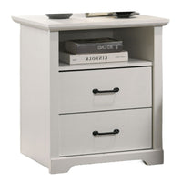 Jori Bedside Nightstand, 2 Drawers, USB Ports, 1 Open Shelf, White - BM352204