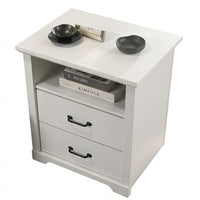 Jori Bedside Nightstand, 2 Drawers, USB Ports, 1 Open Shelf, White - BM352204