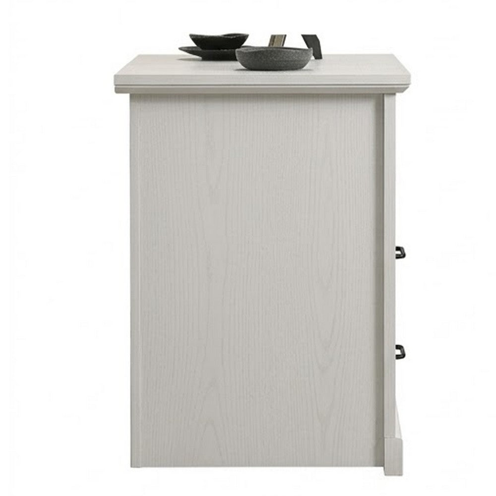 Jori Bedside Nightstand, 2 Drawers, USB Ports, 1 Open Shelf, White - BM352204