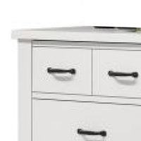 Nori 51 Inch Wide Dresser, 6 Drawers with Split Top, Black Handles, White - BM352205