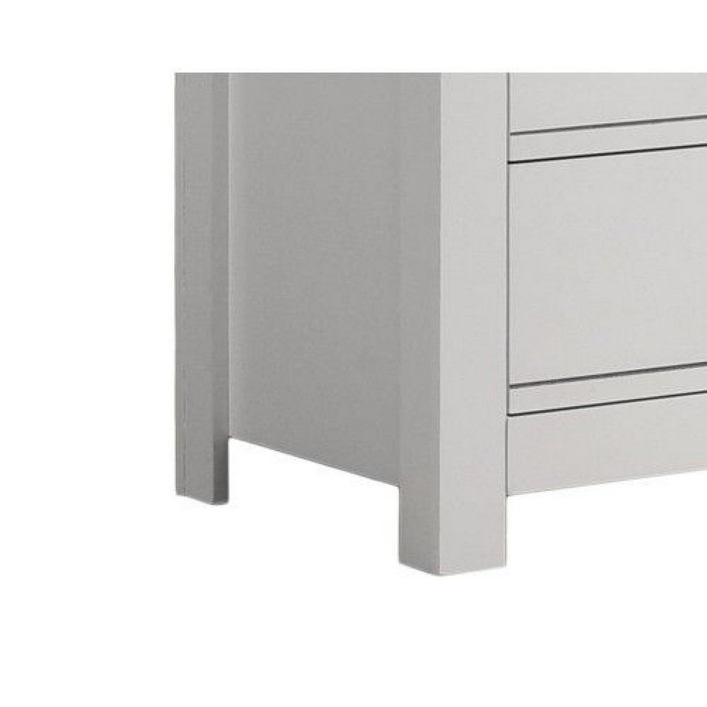 Nori 51 Inch Wide Dresser, 6 Drawers with Split Top, Black Handles, White - BM352205