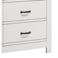 Nori 51 Inch Wide Dresser, 6 Drawers with Split Top, Black Handles, White - BM352205