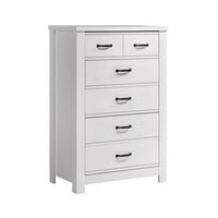 Nori Tall Dresser Chest, 5 Drawers with Split Top, Black Handles, White - BM352206