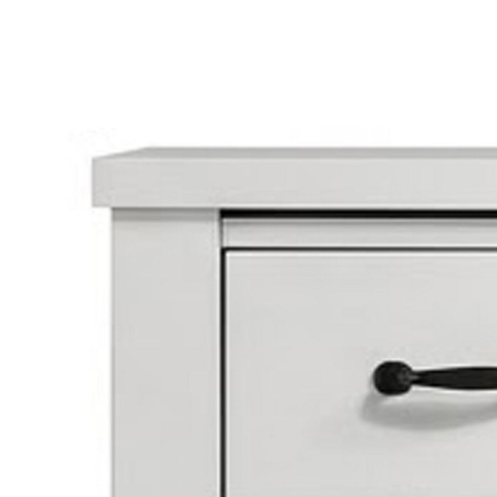 Nori Tall Dresser Chest, 5 Drawers with Split Top, Black Handles, White - BM352206