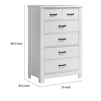 Nori Tall Dresser Chest, 5 Drawers with Split Top, Black Handles, White - BM352206