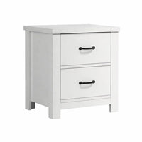 Nori Bedside Low Nightside, 2 Drawers with Black Metal Handles, White - BM352207