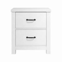 Nori Bedside Low Nightside, 2 Drawers with Black Metal Handles, White - BM352207