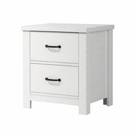 Nori Bedside Low Nightside, 2 Drawers with Black Metal Handles, White - BM352207