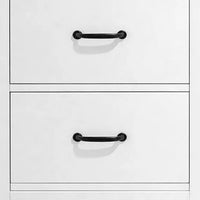 Nori Bedside Low Nightside, 2 Drawers with Black Metal Handles, White - BM352207