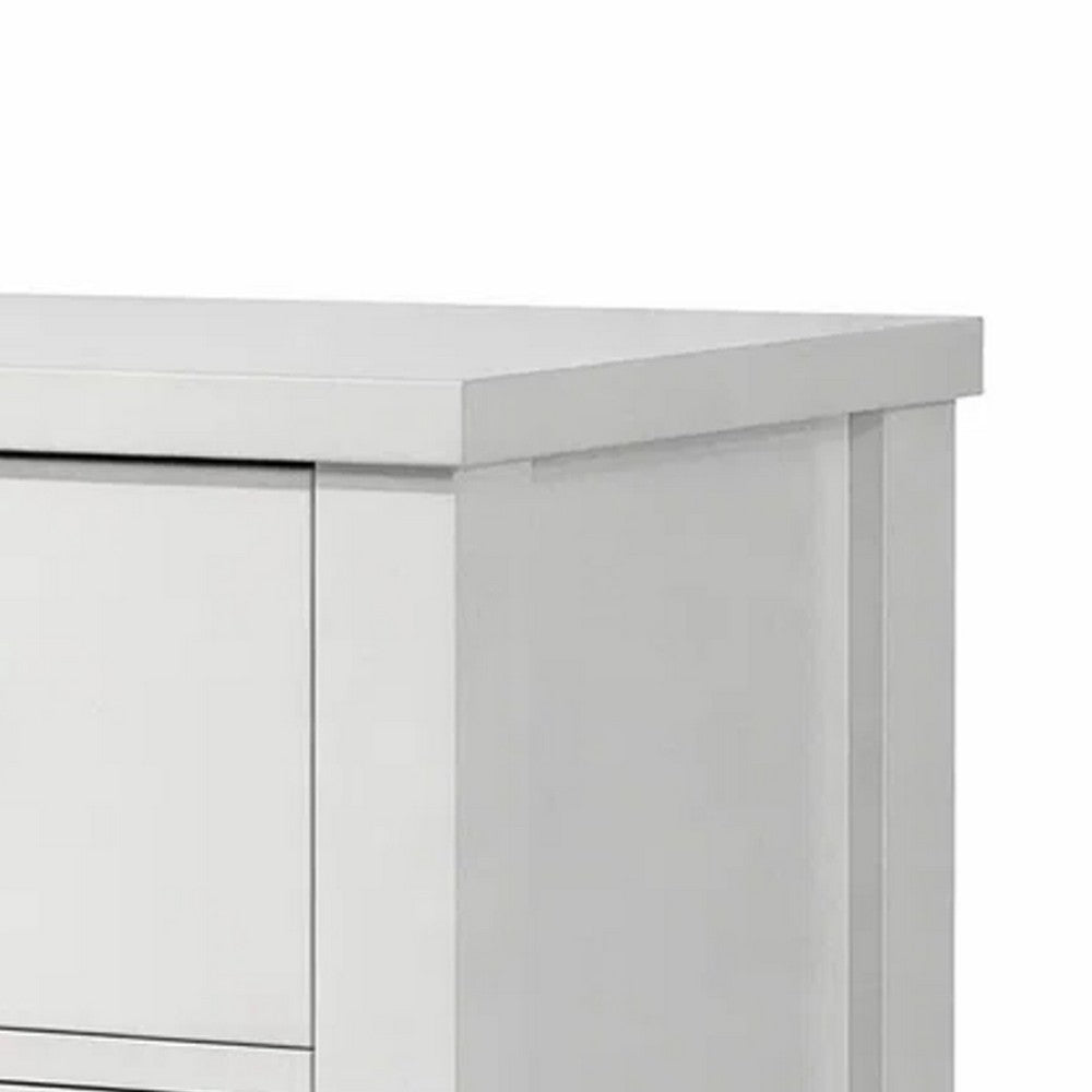 Nori Bedside Low Nightside, 2 Drawers with Black Metal Handles, White - BM352207
