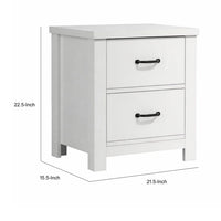 Nori Bedside Low Nightside, 2 Drawers with Black Metal Handles, White - BM352207