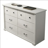Jori Wide Dresser, 6 Drawers with Split Top, Black Handles, White - BM352208