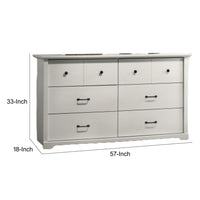 Jori Wide Dresser, 6 Drawers with Split Top, Black Handles, White - BM352208