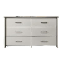 Kori Wide Dresser, 6 Drawers with Silver Bar Handles, White - BM352209