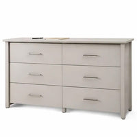 Kori Wide Dresser, 6 Drawers with Silver Bar Handles, White - BM352209