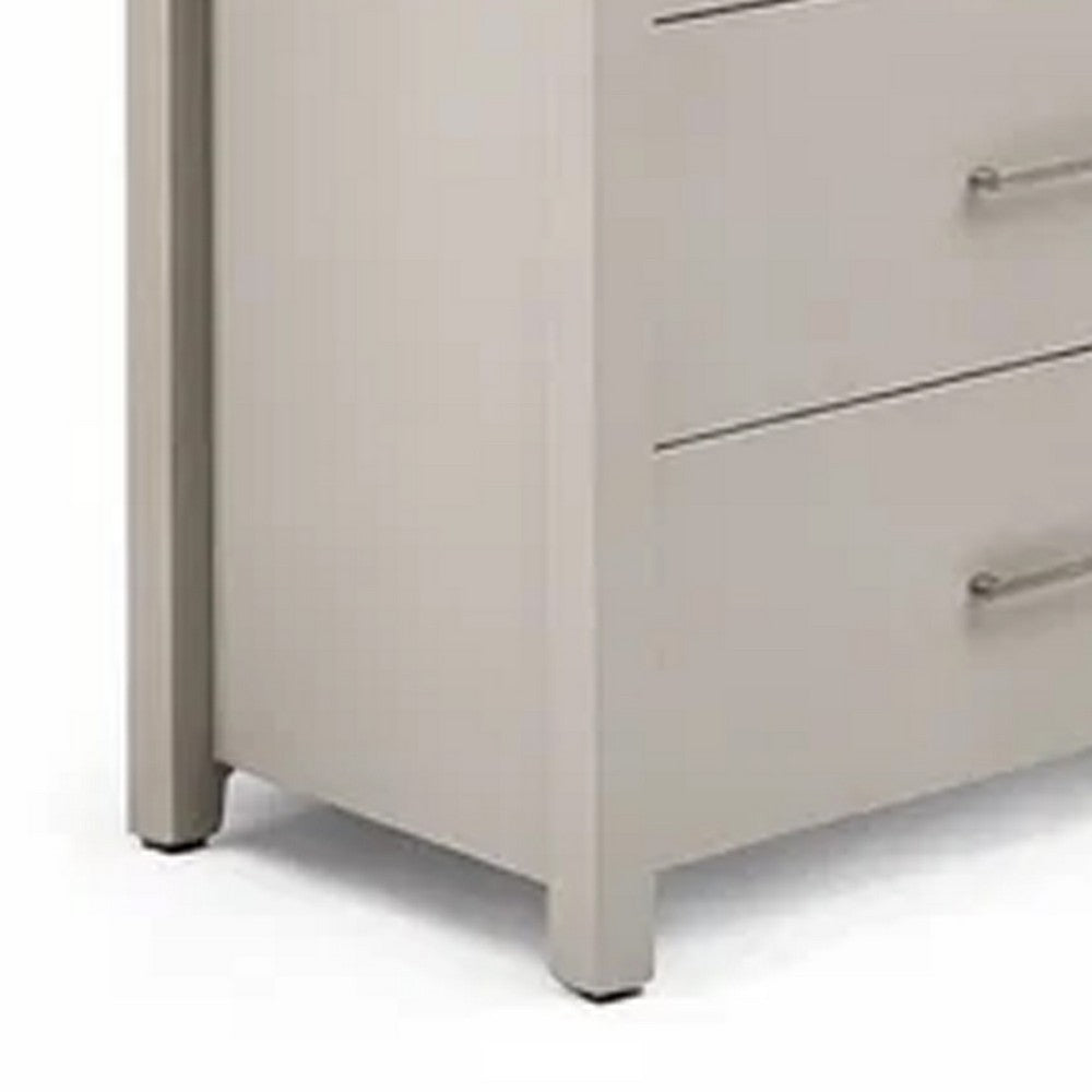 Kori Wide Dresser, 6 Drawers with Silver Bar Handles, White - BM352209