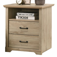 Jori Bedside Nightstand, 2 Drawers, USB Ports, 1 Open Shelf, Oak Brown - BM352210