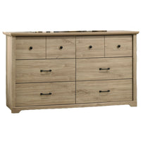 Jori Wide Dresser, 6 Drawers with Split Top, Black Handles, Oak Brown - BM352212