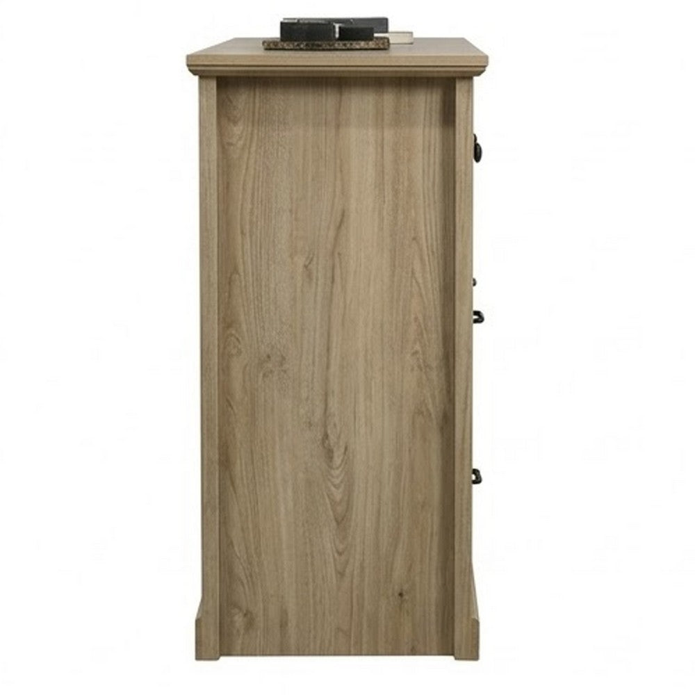 Jori Wide Dresser, 6 Drawers with Split Top, Black Handles, Oak Brown - BM352212