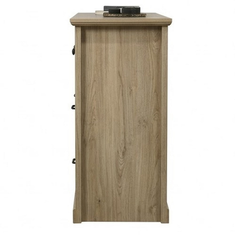 Jori Wide Dresser, 6 Drawers with Split Top, Black Handles, Oak Brown - BM352212