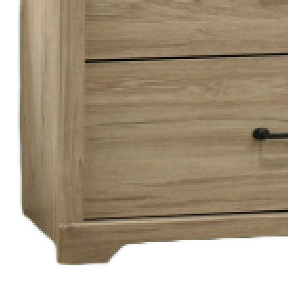 Jori Wide Dresser, 6 Drawers with Split Top, Black Handles, Oak Brown - BM352212