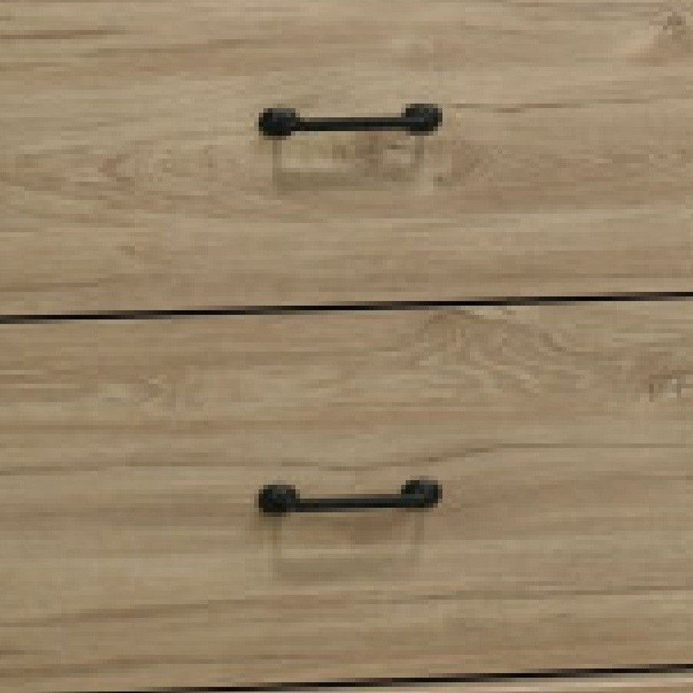 Jori Wide Dresser, 6 Drawers with Split Top, Black Handles, Oak Brown - BM352212