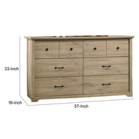 Jori Wide Dresser, 6 Drawers with Split Top, Black Handles, Oak Brown - BM352212
