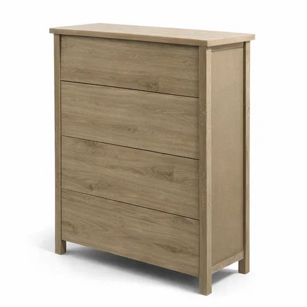 Kori Tall Dresser Chest, 4 Drawers with Black Handles, Light Oak Brown - BM352213
