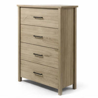 Kori Tall Dresser Chest, 4 Drawers with Black Handles, Light Oak Brown - BM352213