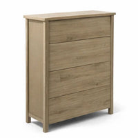 Kori Tall Dresser Chest, 4 Drawers with Black Handles, Light Oak Brown - BM352213