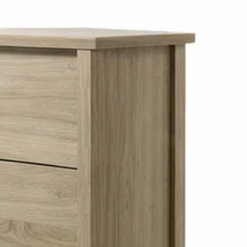 Kori Tall Dresser Chest, 4 Drawers with Black Handles, Light Oak Brown - BM352213