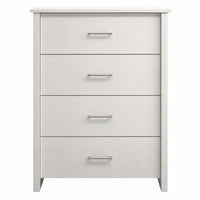 Kori Tall Dresser Chest, 4 Drawers with Silver Bar Handles, White - BM352214