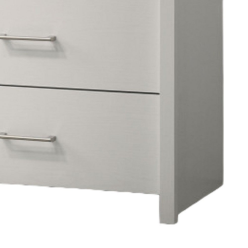 Kori Tall Dresser Chest, 4 Drawers with Silver Bar Handles, White - BM352214