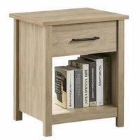 Kori Nightstand, 1 Drawer and Open Shelf, Black Pulls, Oak Brown - BM352215