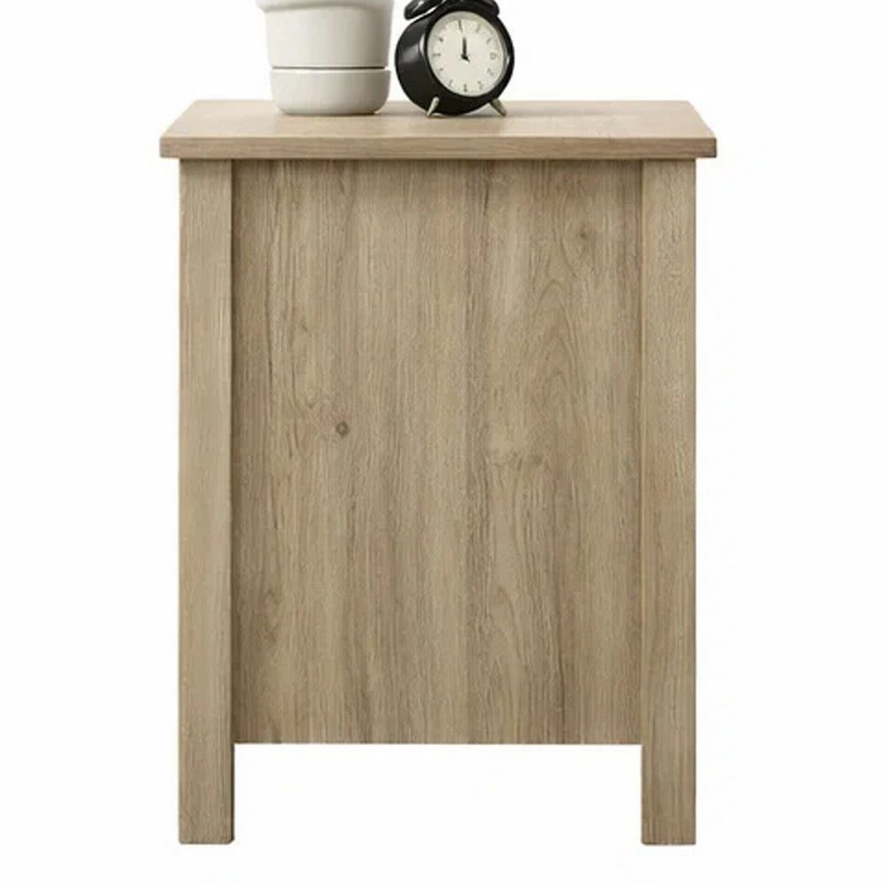 Kori Nightstand, 1 Drawer and Open Shelf, Black Pulls, Oak Brown - BM352215