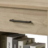 Kori Nightstand, 1 Drawer and Open Shelf, Black Pulls, Oak Brown - BM352215