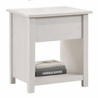 Kori Nightstand, 1 Drawer and Open Shelf, Silver Pulls, White - BM352216