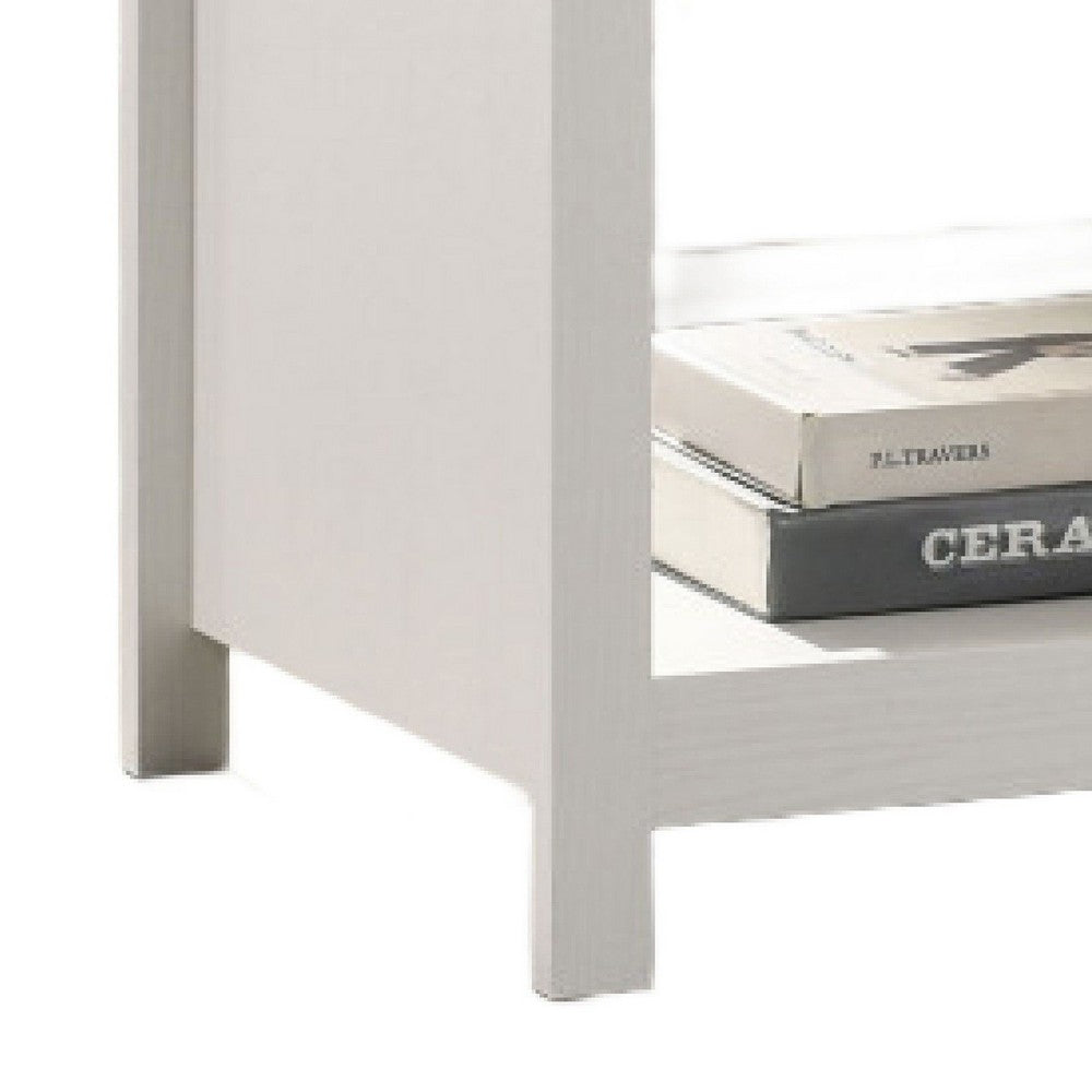 Kori Nightstand, 1 Drawer and Open Shelf, Silver Pulls, White - BM352216