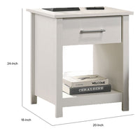 Kori Nightstand, 1 Drawer and Open Shelf, Silver Pulls, White - BM352216